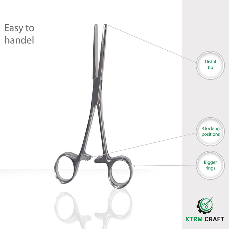 [Australia - AusPower] - Smooth Hemostat Stainless Steel - Multipurpose Locking Tweezer Clamps - Ideal Hemostats for Nurses, Fishing Forceps, Crafts and Hobby, Straight 7" 7" 