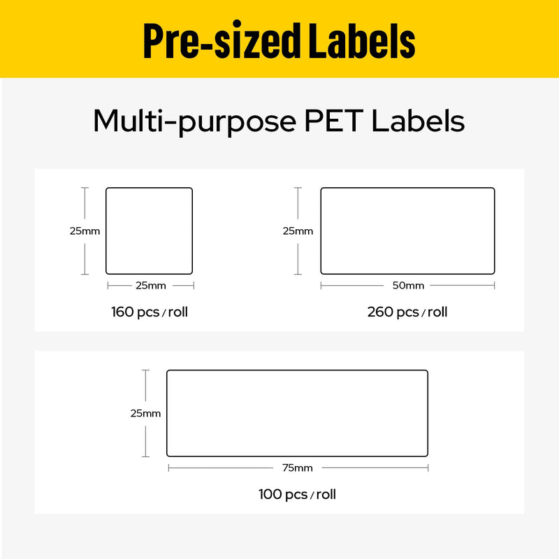 [Australia - AusPower] - MakeID EP53 Labels, All-Weather PET Label Tape with Ribbon Cartridge for Indoor/Outdoor ID and Equipment Labeling - for EP53 Portable Industrial Label Maker White 2" × 1"(250pcs) 