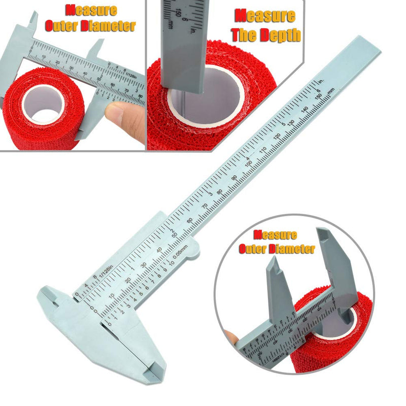 150 mm Eyebrow Ruler, Double Scale Calliper Ruler, Plastic Caliper, Positioning, Eyebrow Ruler, Micrometer, for Permanent Make-Up, Tattoo, Eyebrow Line, Lip