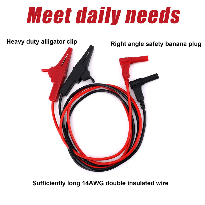 [Australia - AusPower] - 2 Pcs Multimeter Test Wires with Insulated Clamps, Heavy Duty Banana Plug to Alligator Clip Test Wires Suitable for Multimeter Field Instruments Electrical Testing Automotive Circuits 