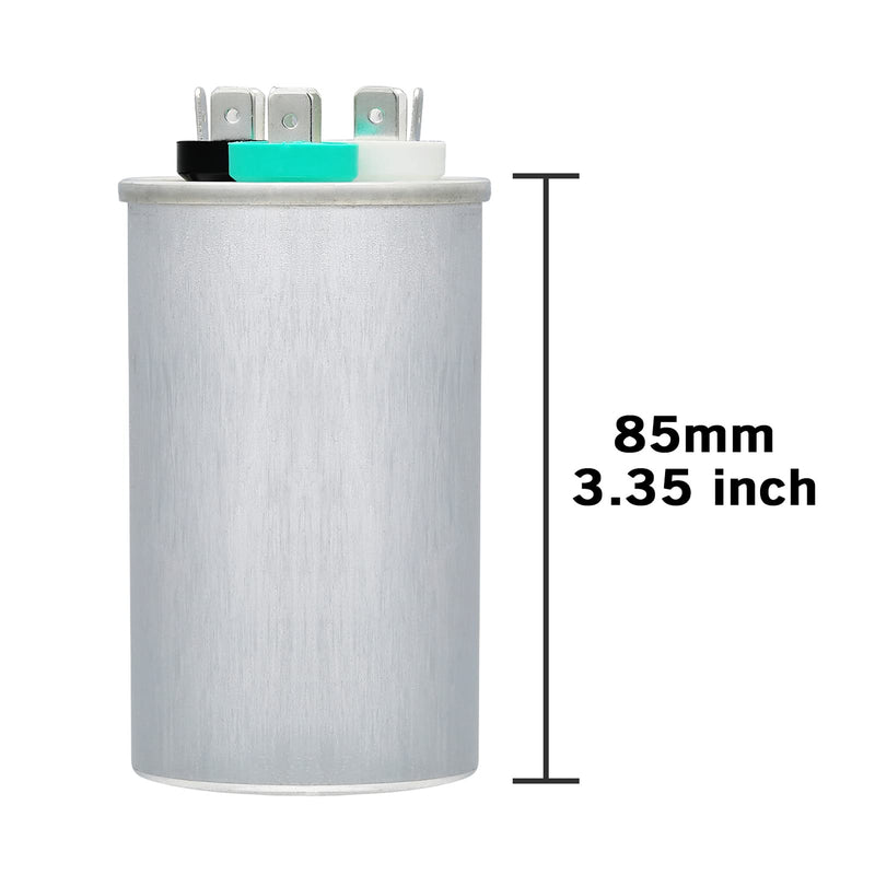 [Australia - AusPower] - VEXUNGA 45/5 uF 45+5 MFD 370V or 440V Dual Run Start Round A/C Capacitor 45 5 uF 370 440 Volt VAC CBB65B Air Conditioner Capacitors for AC Unit Fan Motor Start or Heat Pump or Condenser Straight Cool [V03] 45+5 uF Round 