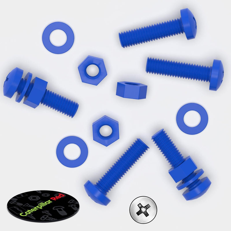 [Australia - AusPower] - 20 x Blue Pan Head Screws Polypropylene (PP) Plastic Nuts and Bolts, M5 x 20mm, Washers, (13/64 x 25/32 in) 