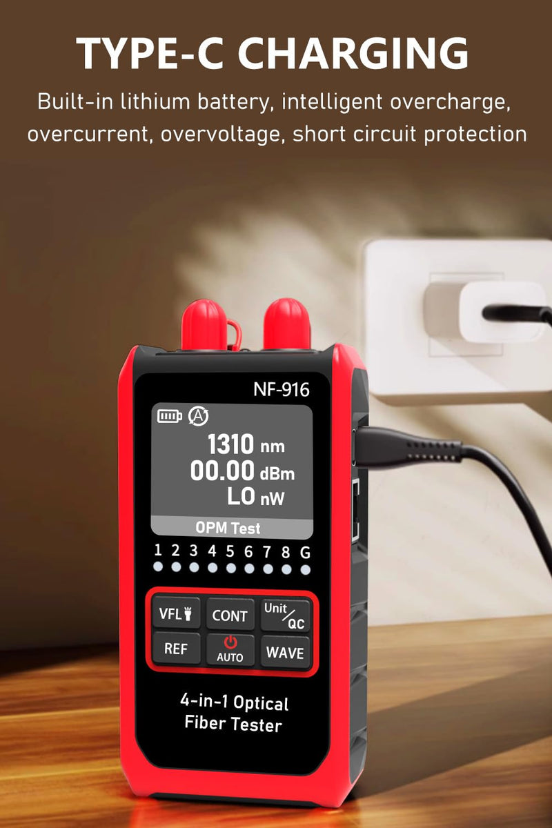 [Australia - AusPower] - NF-916 Network Cable Tester with Optical Power Meter 4 in1 FC/SC/ST Universal Interface Ethernet LAN RJ45/RJ11/CAT5/CAT6 Continuity Test Wire Tracer Fiber Tester 