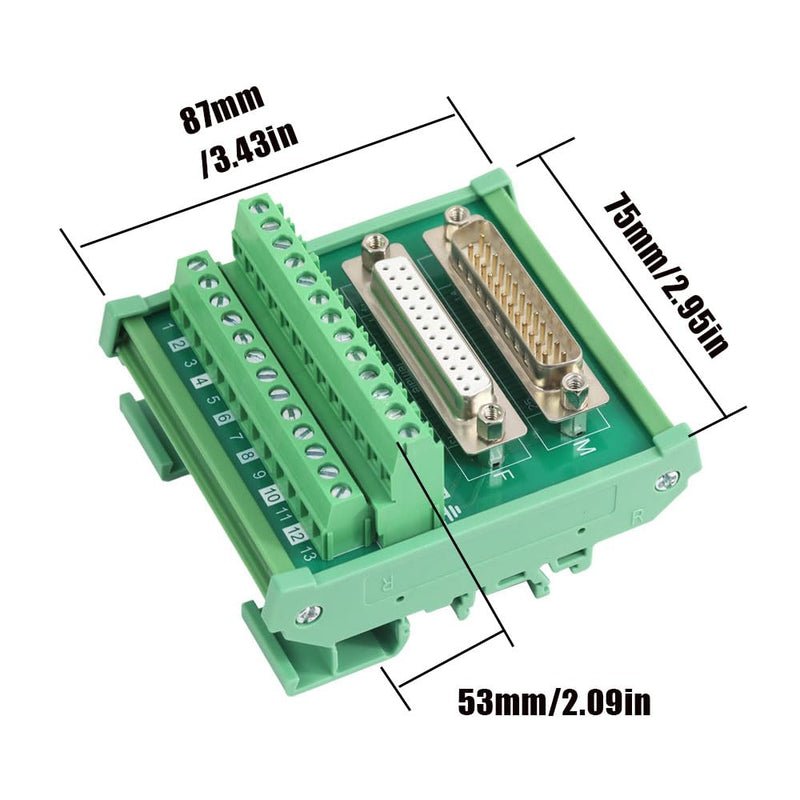 [Australia - AusPower] - DB25 Male&Female DIN Rail Mount Interface Module, D-Sub 25-pin Breakout Board DB25 