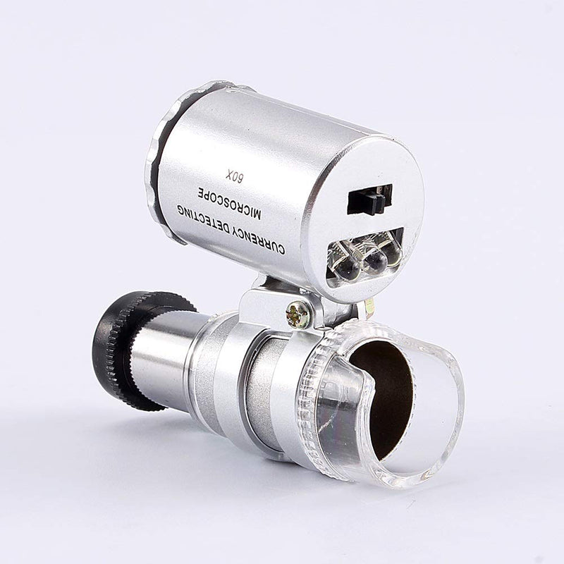 [Australia - AusPower] - Microscope Pocket Mini 60X Pocket Microscope, Jewellery Magnifying Glass LED UV Light 