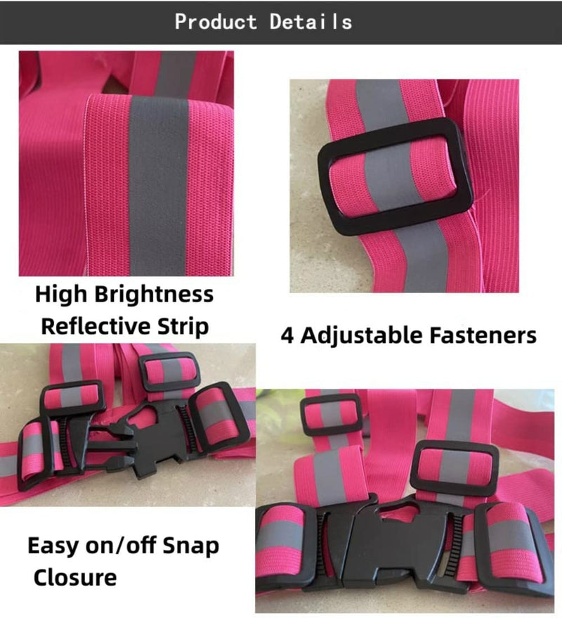 Running Reflective Vest Reflective Belt Adjustable Safety Vest Night Running Outdoor Riding High Visibility Reflective Tape for Motorcycle Jogging 4pieces Fluorescent Green