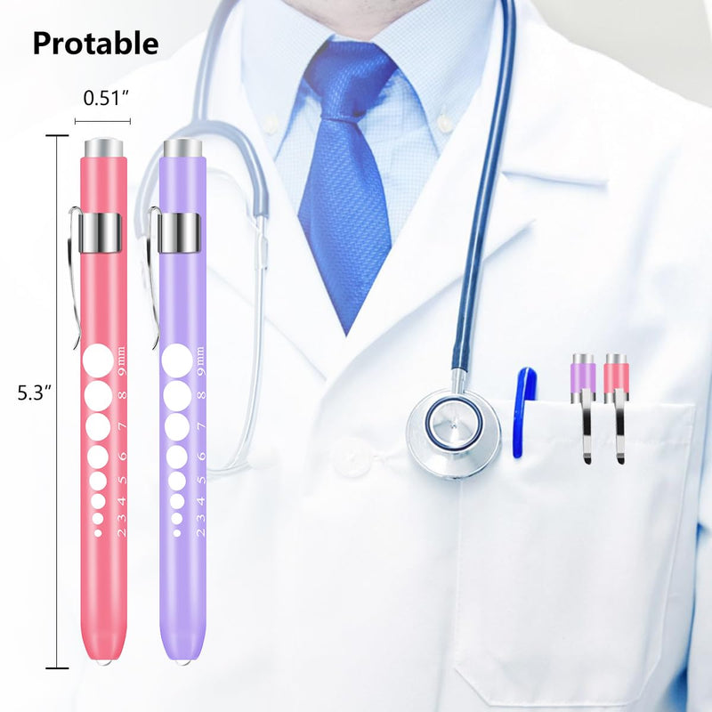 [Australia - AusPower] - 2 Pack Pen Lights and Purple Stethoscope Carrying Case for Nurses Student Doctors EMT 