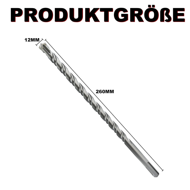 [Australia - AusPower] - METOTY SDS Plus Drill Bit 12 mm x 260 mm, Masonry Drill, Hammer Drill, Concrete Drill, for Stone, Concrete, Natural Stone, Brick Wall 12mm×260mm 