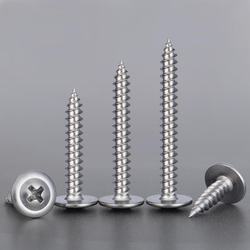 [Australia - AusPower] - 125Pcs #8 x 1-1/2 Inch Wood Screws Phillips Modified Truss Head Stainless Steel 410 Quick Metal Self Tapping Screws 