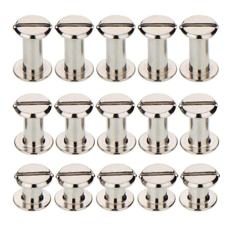 [Australia - AusPower] - 90 Sets M5 Screw Post Metal Chicago Screws Binding Screw Leather Screw Nail Rivet Button Solid Belt Tack Screw,for Leather Bookbinding Crafts, 1/4, 3/8 and 1/2 Inch, Silvery(M5X6.10.12mm) 
