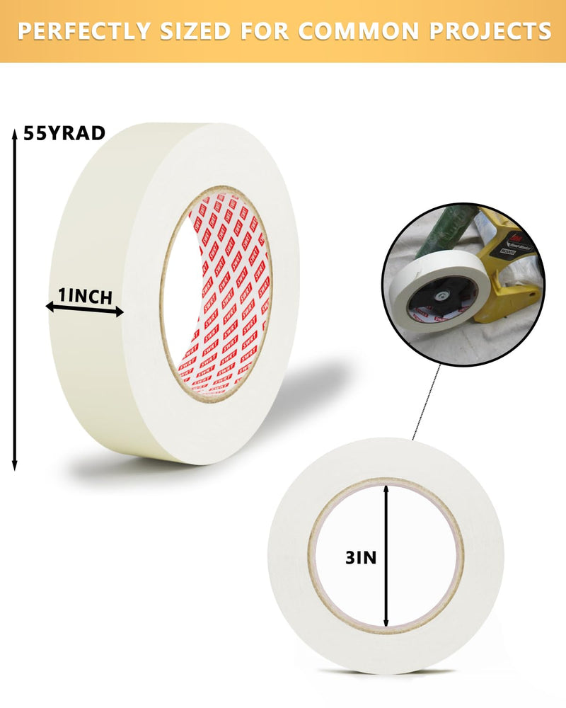 SWRT Masking Tape 1 Inch x 55 Yards – 4 Rolls (220 Yards Total), Strong Adhesive, Easy Tear, Clean Removal Painter’s Tape for Painting, Labeling, Crafts, Home & Office, White 1 Inch x 55 Yards x 4 Rolls