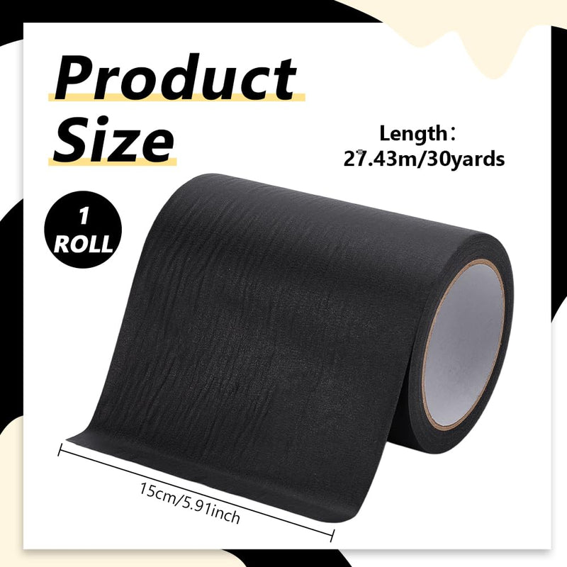 FINGERINSPIRE 30 Yards Black Painter Tape 5.9inch Wide Black Masking Tape Adhesive Ribbon Textured Paper Wide Painters Ribbon Roll for Painting Packaging Windows Protection DIY Crafts Handwork 30 Yardsx5.9Inch 1