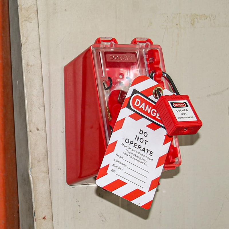 [Australia - AusPower] - Lockout Tagout Lock Box Group Padlock Box Wall-Mounted Locks Lock Out Tag Out Station 8 Locking Positions &1 Key Slot 