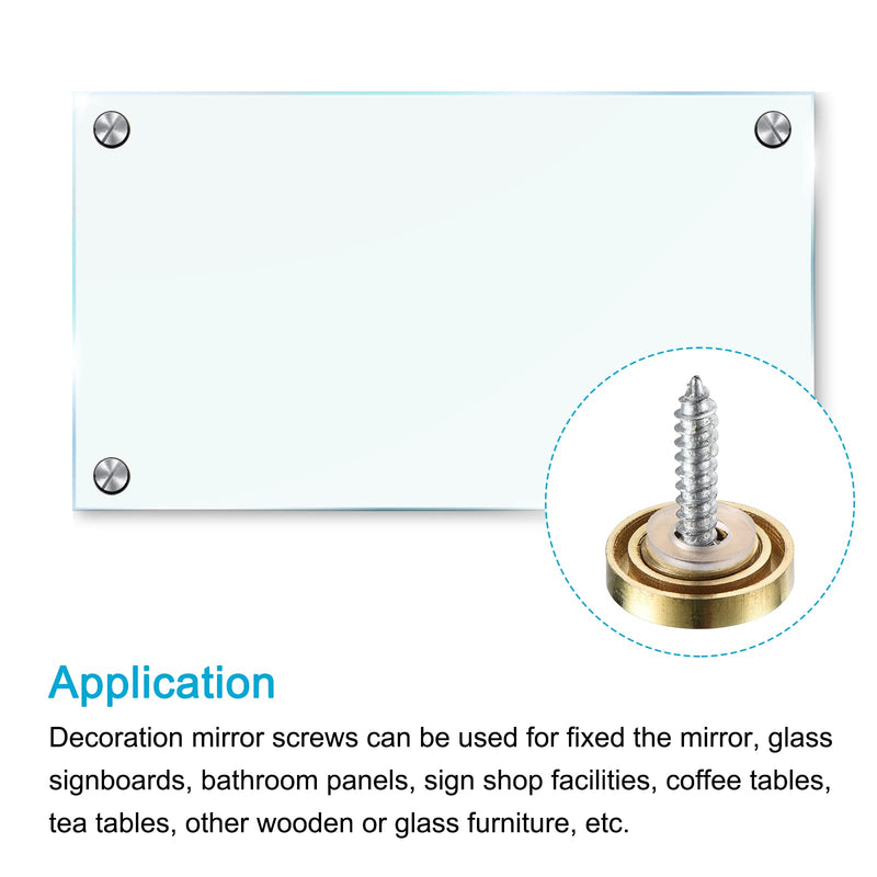 [Australia - AusPower] - Mirror Screws (16mm/0.63") 12Pcs, Decorative Cover Cap Nails Polished - for Sign Advertising Hardware, Construction, Gold Tone 16mm 