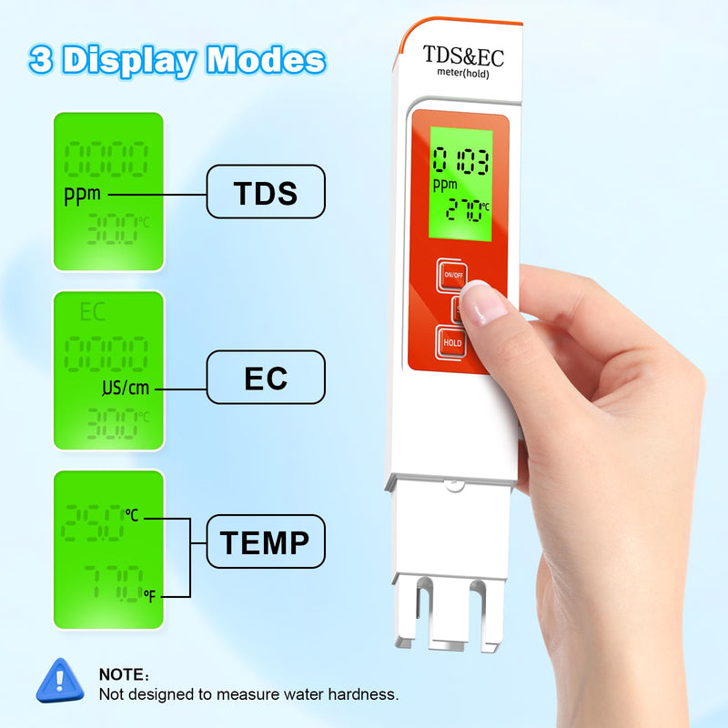 [Australia - AusPower] - TDS Water Tester,New 4 in 1 Tds Meter Digital Water Tester - TDS EC & Temperature(°C,°F) Meter,Accurate & Reliable Digital Testing Kits for Hydroponics, Aquarium, RO/DI System (Orange) Orange 