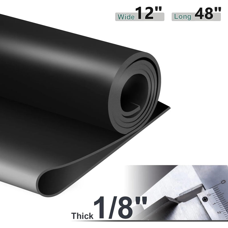 Neoprene Rubber Strip Roll,11.8" Wide × 48" Long by 1/8"(.125)" Thick, Easy Cut Solid Neoprene Rubber Sheet for DIY Gaskets, Pads, Seals, Crafts, Flooring,Weather Stripping, Anti-Slip,Leveling 11.8" Wide x 48" Long 1/8(.125)" Thick