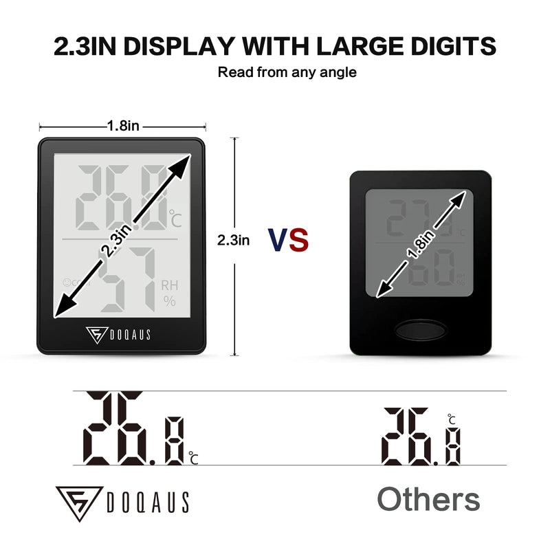 DOQAUS Digital Hygrometer Indoor Thermometer Humidity Meter Room Thermometer with 5s Fast Refresh Accurate Temperature Humidity Monitor for Home, Bedroom, Baby Room, Office, Greenhouse, Cellar (Black) Black