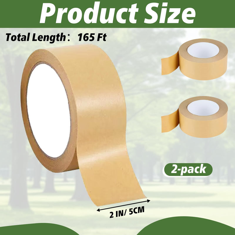 2 Packs 165 Ft x 2 Inch Tree Trunk Wrap Tape, Tree Wrap Roll Tape for Fruit Trees, Suitable for Garden, Backyard and Orchard, Waterproof & Adhesive