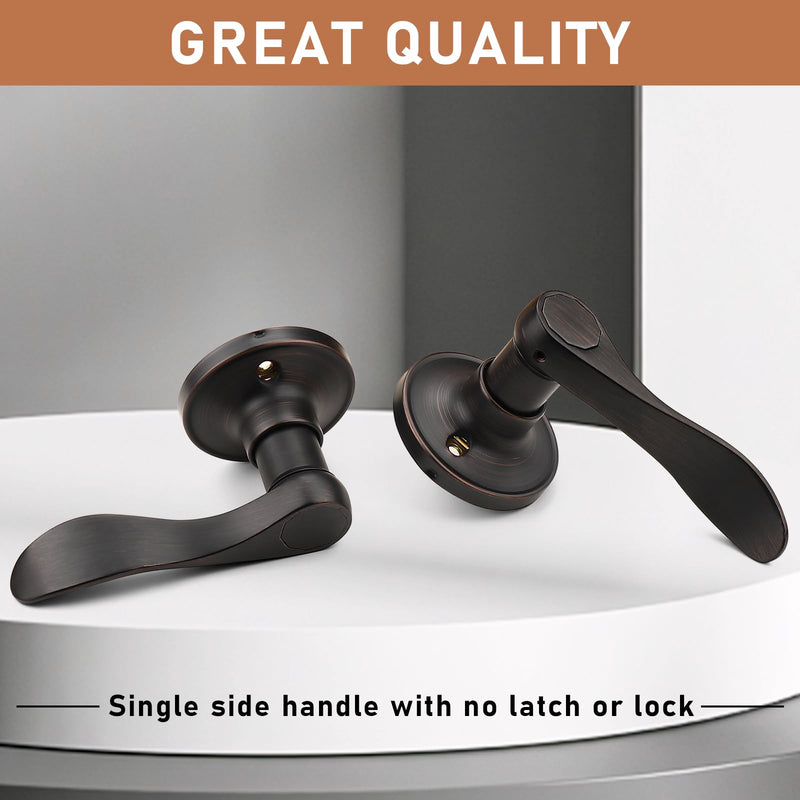 Probrico 2 Pack Dummy Door Lever Wave Style Leverset Right and Left Handed Oil Rubbed Bronze Finish French Door Handles 1 Pack