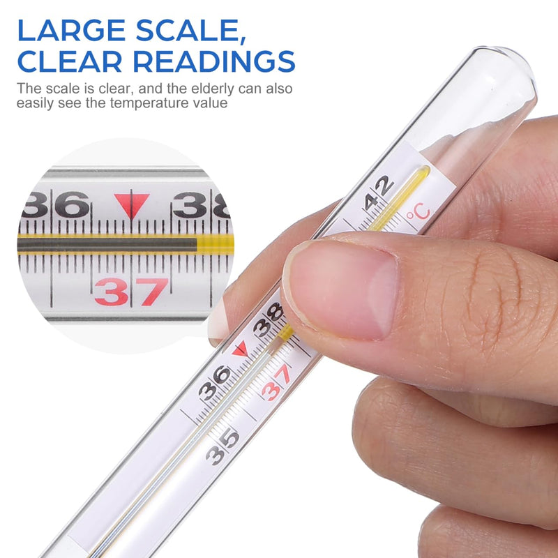 [Australia - AusPower] - Glass Temperature for Adults, 2Pcs Oral Temperature Armpit Precise Measurement Fast Reading for Elderly Family Clinic ℃ 