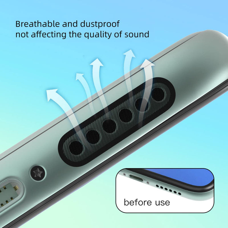 [Australia - AusPower] - 48PCS Universal Phone Speaker Dust Protector Cover Mesh Stickers Compatible with iPhone 15 Pro Max, iPhone 14, 13, 12, Samsung Galaxy S23-S20, Included Cleaning Brush & Tweezer 