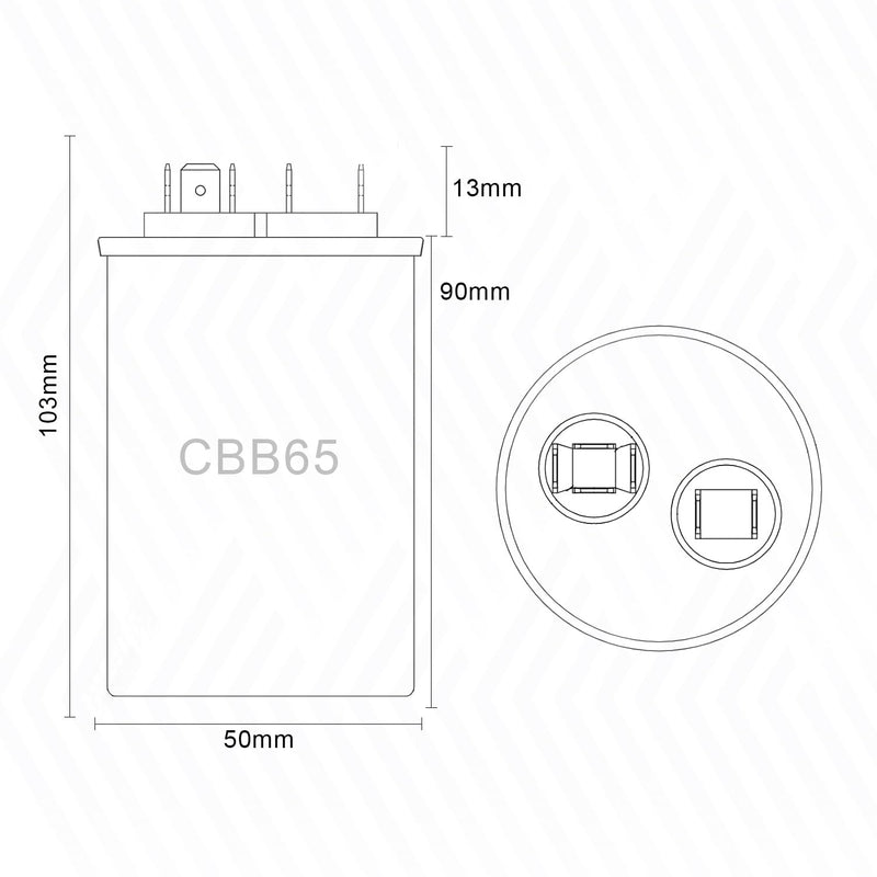 CBB65 450V AC 25uf 50/60HZ Outdoor Start Capacitor, Air Conditioning Capacitor, Air Conditioning Capacitor, Round Capacitor 25 UF