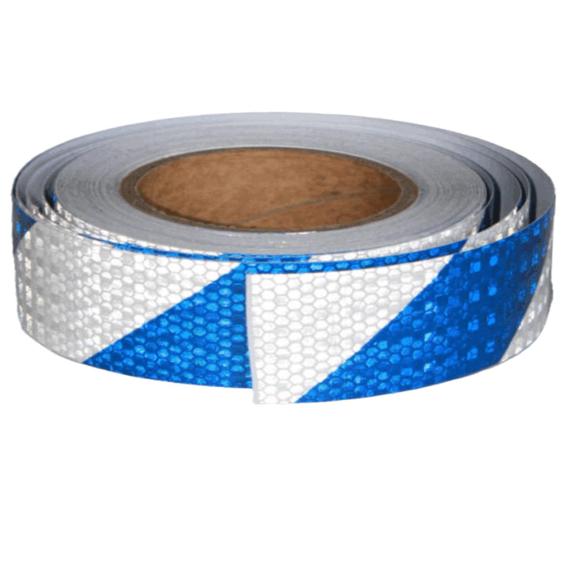 Reflective Tape Blue White 1 Inch x 68 Feet, Outdoor Waterproof Warning Reflector, Night Safety Stickers for Vehicles 1"X68ft