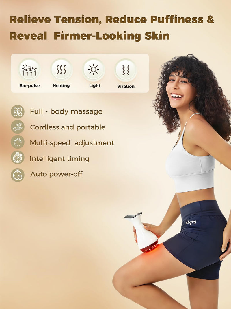 Lymphatic Drainage Massager for Legs & Body — Handheld Body Massager to Reduce Swelling, Improve Circulation & Smooth the Look of Cellulite (White) White