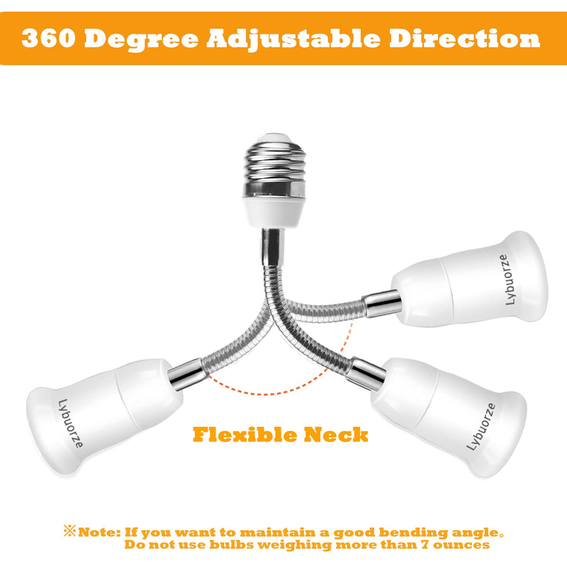 [Australia - AusPower] - Light Bulb Extender Socket (2-Pack), 19 CM/7.5 Inch Bulb Socket Extension, 360° Bendable Adjustable Standard E26/E27 Bulb Screw Base Extender Adapter E26/E27 Light Socket Adapter 