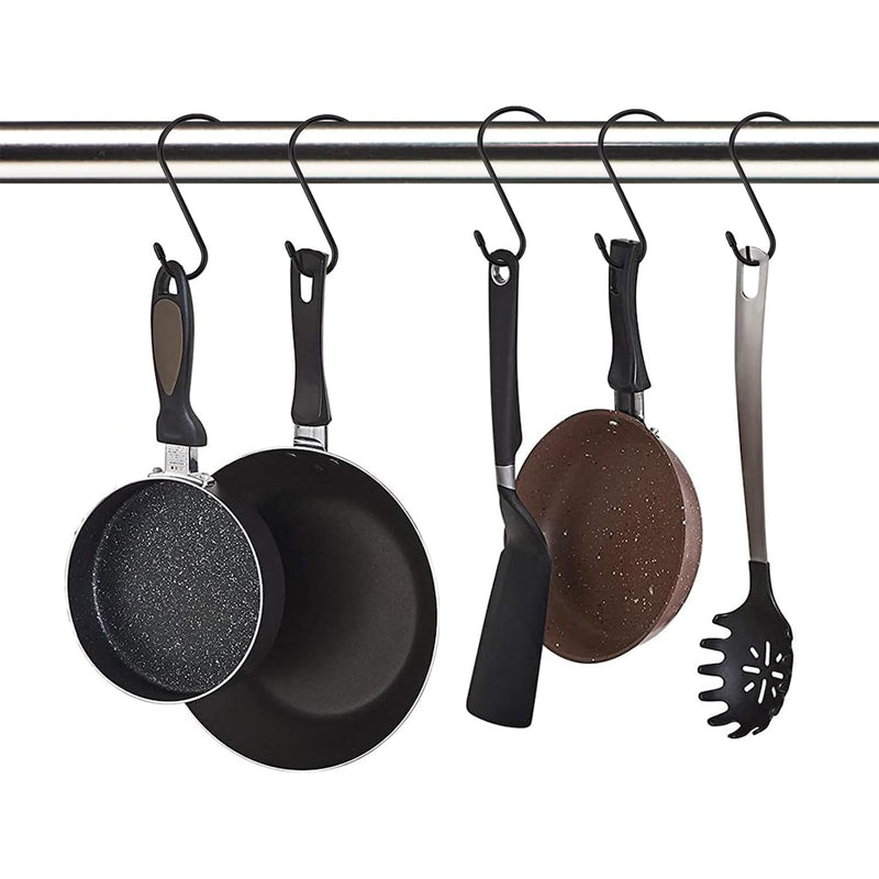 [Australia - AusPower] - 24 Pack 6 Inch S Hook, Large Vinyl Coated S Hooks with Rubber Stopper Non Slip Heavy Duty S Hook, Steel Metal Black Rubber Coated Closet S Hooks for Hanging Jeans Plants Jewelry Pot Pan Cups Towels 6 in 24 pack 