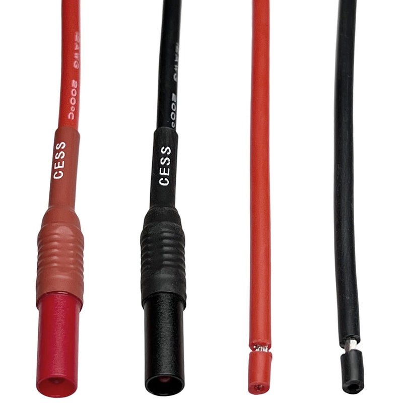 [Australia - AusPower] - CESS-217 Seal Insulated Safety Banana Plug to Bare Wire - 3 Feet Soft Silicone Cable, Tinned Copper, 2 Pairs, Black and Red, Perfect for DIY Multimeter Test Leads 