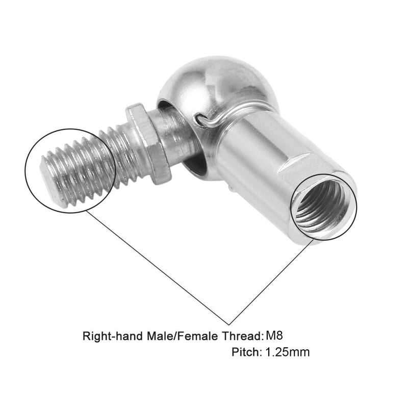 [Australia - AusPower] - uxcell CS10 Rod End Ball Bearing with Stud, 2pcs Right-Hand & 2pcs Left-Hand M8x1.25 Thread, Self-lubricating Carbon Steel Ball Socket, 4pcs 