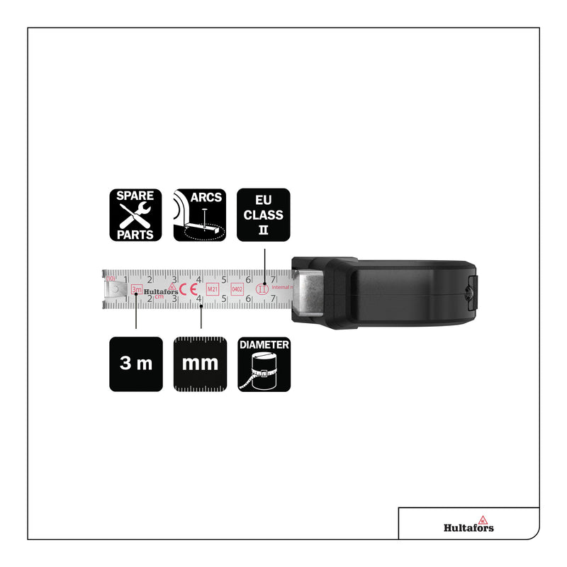 [Australia - AusPower] - Hultafors TALM3 3m Talmeter Marking Measuring Tape - White Single 