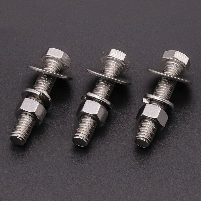 [Australia - AusPower] - (6 Sets) 1/2-13 x 2-1/2" Stainless Steel Hex Bolts & Hex Nuts & Large Diameter Flat Washers & Lock Washers Hardware Kit, 304 Stainless Steel 18-8, Full Thread Hexagon Bolt Assortment 1/2-13 x 2-1/2" 6 