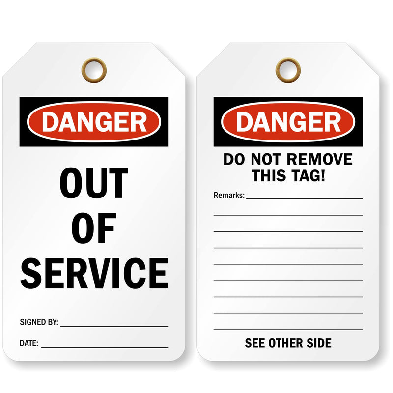 SmartSign Danger Out of Service Tags - 2-Sided Do Not Remove Lockout Tag | 6" x 3.25" Heavy Duty Vinyl, Pack of 25, Made in USA