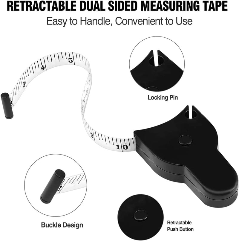 [Australia - AusPower] - Automatic Telescopic Tape Measure, Body Measure Tape 60 inch (150cm), Self-Tightening Retractable Measuring Tape for Body Accurate Way to Track Weight Loss Muscle Gain by One Hand, 4 Pcs 