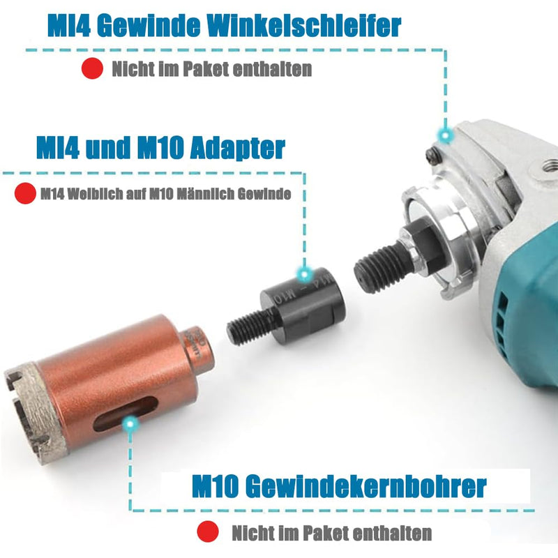[Australia - AusPower] - HaoTrade 2 Pieces Tap Adapter, Angle Grinder Adapter Converter, Thread Converter, M14 Female Thread to M10 Male Thread Adapter, for Angle Grinder Polisher Drill Connection Converter Adap 