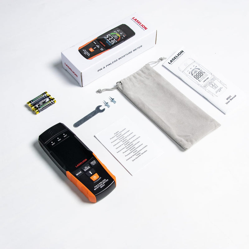 [Australia - AusPower] - 2-in-1 Pin & Pinless Moisture Meter MS03 – Accurate Moisture Detection for Wood, Concrete, Drywall, and More – LCD Display with Hold Function, Flashlight, and Auto Power Off 