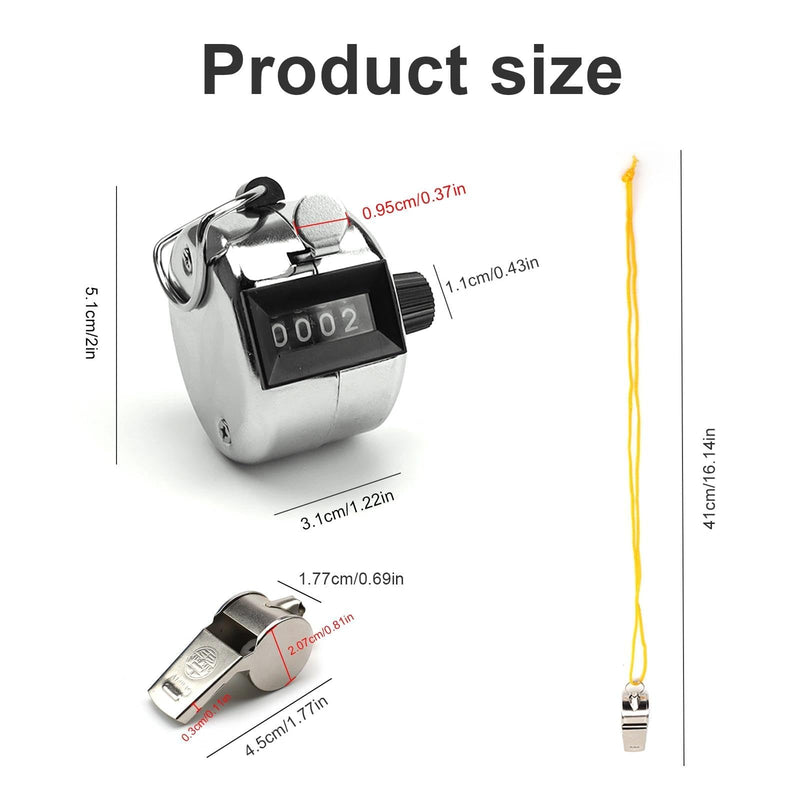 2pcs 4 Digit Metal Hand Counter Whistle Metal Counter Clicker | Portable professional counter clicker for inventory, events, warehouses, restaurants, stadiums, retail