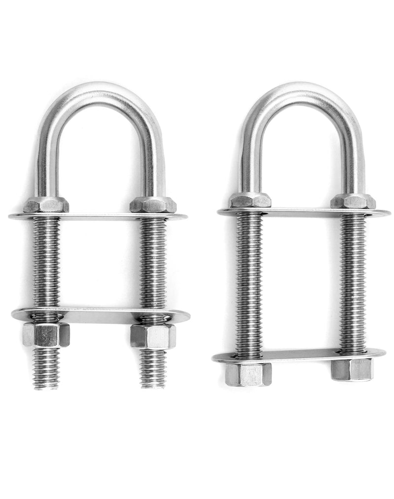 QWORK Marine Boat Stern Eye Tie Down U Bolt, 2 Pack, 3/8" Dia, 2-1/2" Thread Length, Stainless Steel 3/8" Dia- 2-1/2" Thread Lenght