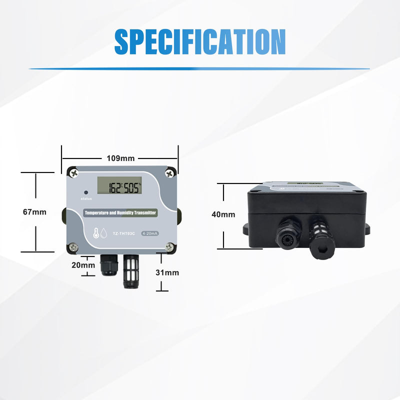 [Australia - AusPower] - 4-20mA Temperature Humidity Transmitter,Digital Analog Temperature Transmitter Industrial Temp Humidity Sensor Collector Wall Mounted, Temp Probe Monitor for Greenhouse Environment Test Grow THT03C 4-20mA Output 