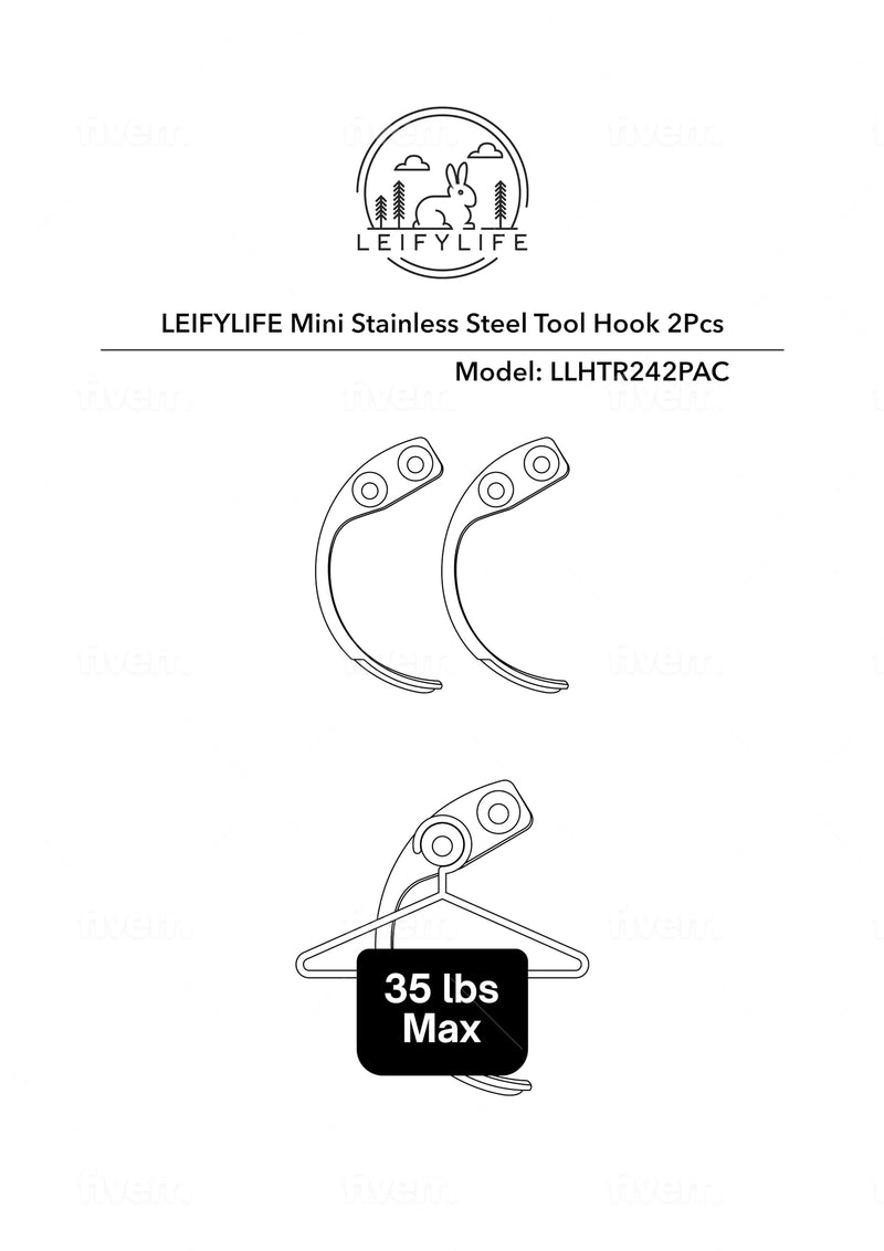 [Australia - AusPower] - LEIFYLIFE Mini Stainless Steel Tool Hook 2Pcs 