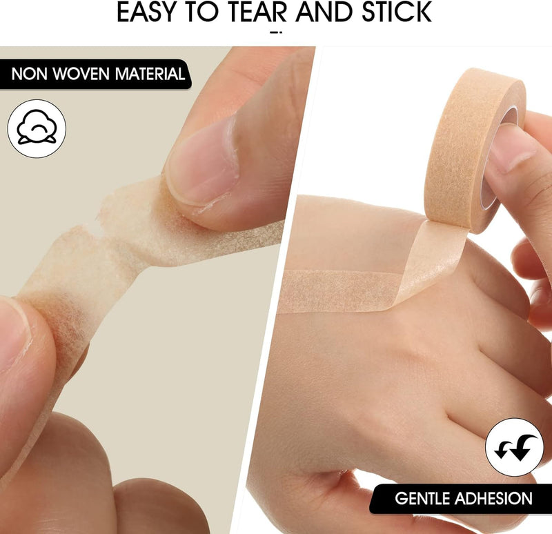 [Australia - AusPower] - 8 Rolls Micropore Tape, Paper tape medical, Nose Tape for Rhinoplasty Shaping, Flexible Surgical Bandages, Self Adhesive First Aid Bandages for Wound Injuries Swelling (0.5 in x 10 Yd) Beige 