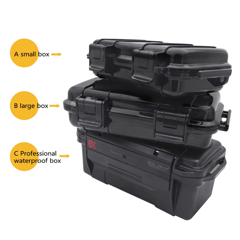 SEIWEI Outdoor Sealed Waterproof Safety Case Plastic Tool Dry Storage Box For Electronic Equipment Camping Outdoor Tool - Professional Waterproof Box(C), Black (MMZ-HA5272C-RT) C