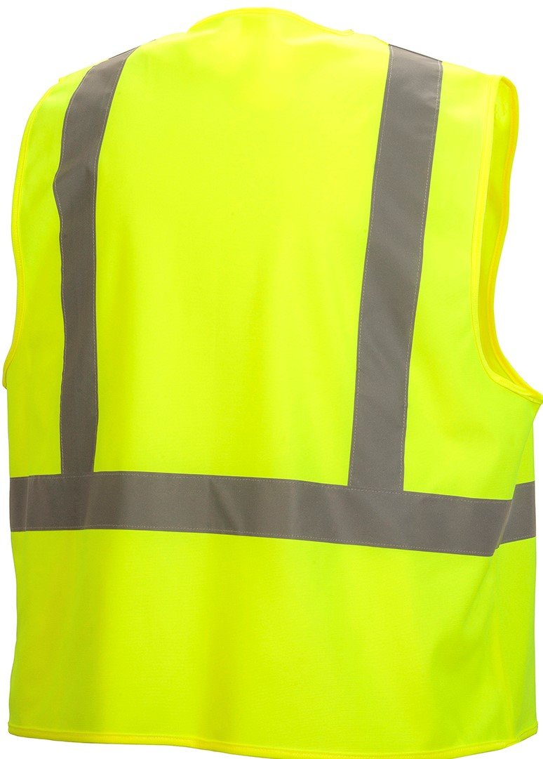 Pyramex Safety Hi-Vis Safety Vest with Reflective Tape, Hi-Vis Lime, Large