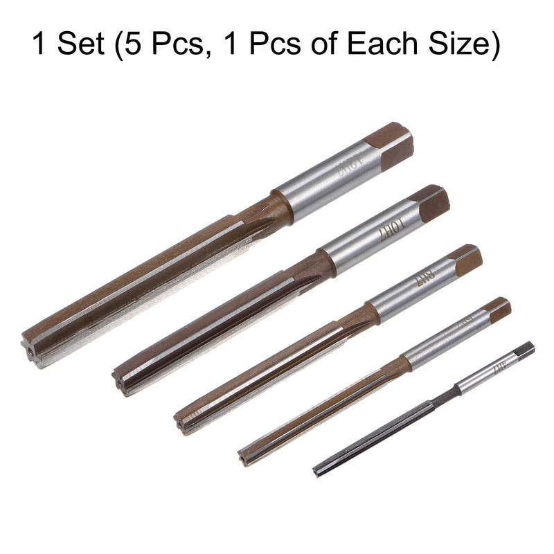 [Australia - AusPower] - uxcell 5pcs Hand Reamers Set 4mm 6mm 8mm 10mm 12mm H7 Metric Alloy Steel Reamer Bit Straight Flutes Steel Cutting Tool for Metal Wood Hole Reaming 