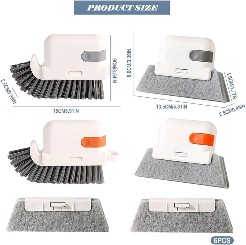 6 Pieces Multifunctional Ergonomic Bathroom Cleaning Brush Replaceable Heads Sponge Cleaner Corner Joints Tiles Shower