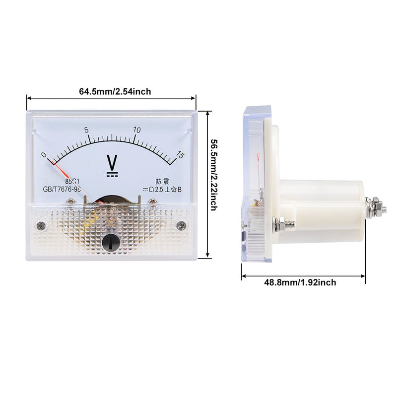 [Australia - AusPower] - uxcell® DC 0-15V Analog Panel Voltage Gauge Volt Meter 85C1 2.5% Error Margin 