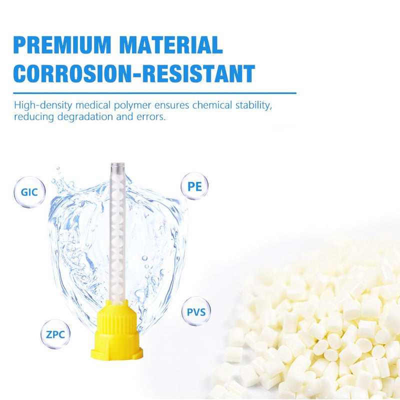 [Australia - AusPower] - Yellow Dental Mixing Tips Ratio 1:1 Disposable Dental Silicone Tips Dental Impression Accessories Made of Medical Grade Materials Strong Corrosion Resistance and Accurate Control（68mm,50 PCs） long 50 
