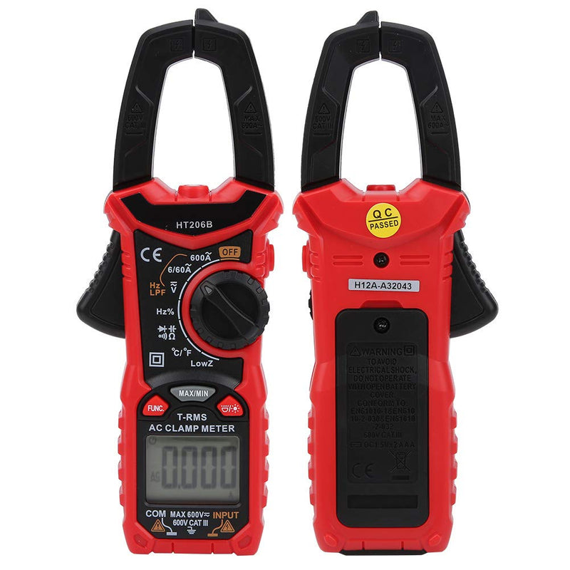 [Australia - AusPower] - Digital Clamp Multimeter, AC DC Voltage Current Tester with LCD Display, Data Hold, Backlight for Electrician Repair Tool, AC Current Measurement (HT206B) HT206B 